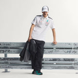 Mercedes polo, tým, inženýři, adidas, bílá, 2026
