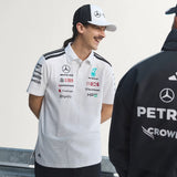 Mercedes polo, tým, inženýři, adidas, bílá, 2026