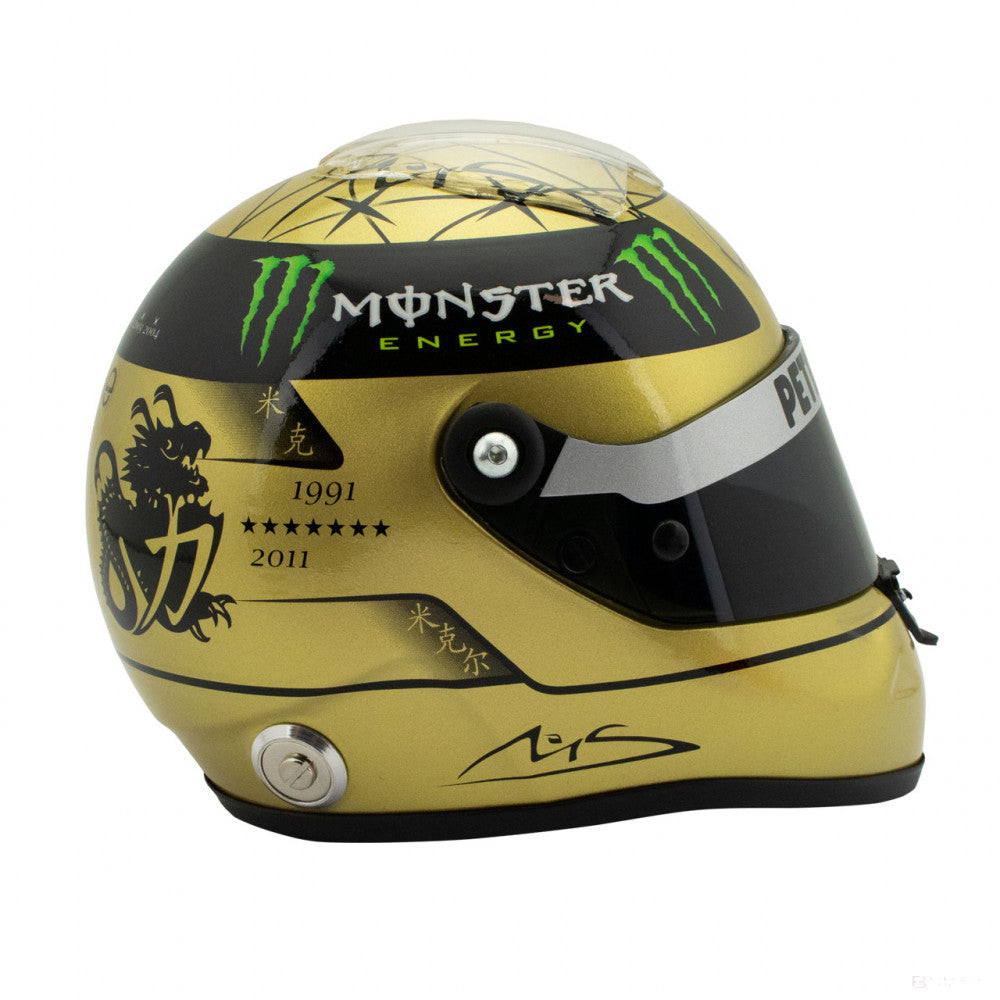 Mini přilba Michael Schumacher, měřítko 1:2, 2011 Spa, zlatá, 2020 - FansBRANDS®