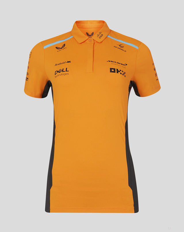 McLaren tričko s límečkem, Castore, týmové, dámské, oranžový, 2024 - FansBRANDS®