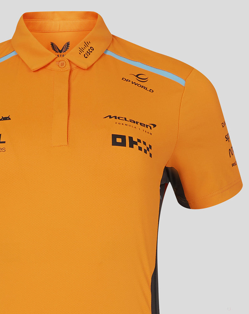 McLaren tričko s límečkem, Castore, týmové, dámské, oranžový, 2024 - FansBRANDS®