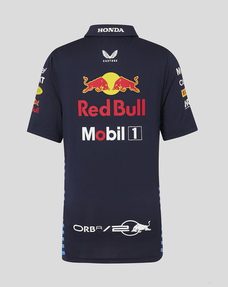 Red Bull tričko s límečkem, Castore, týmové, dětské, modrá, 2024