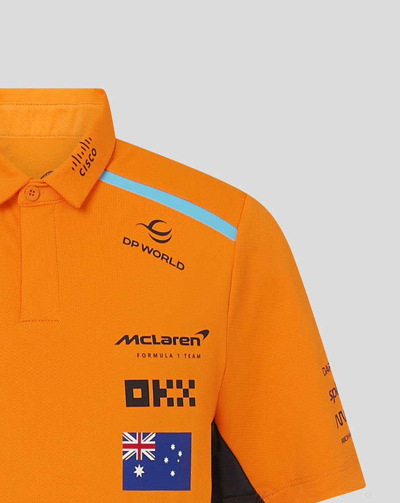 McLaren tričko s límečkem, Castore, Oscar Piastri, dětské, oranžový - FansBRANDS®