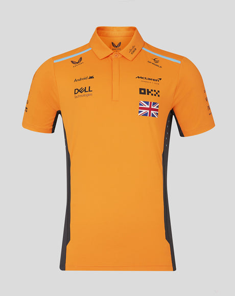 McLaren tričko s límečkem, Castore, Lando Norris, oranžový - FansBRANDS®