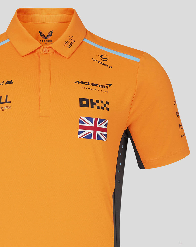 McLaren tričko s límečkem, Castore, Lando Norris, oranžový - FansBRANDS®