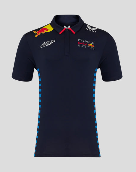 Red Bull tričko s límečkem, Castore, Max Verstappen, modrá