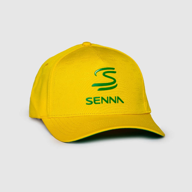 Kšiltovka Ayrton Senna, prohnutá s raženým vzorem, žlutá