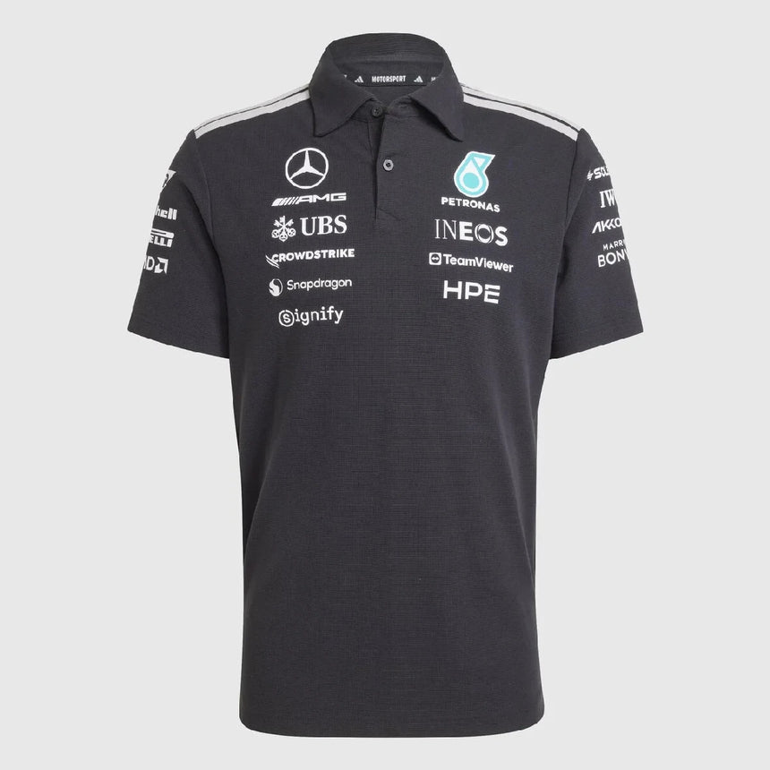 Mercedes polo, tým, inženýři, adidas, černá, 2026