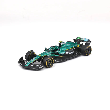 Model auta Aston Martin, AMR25, bburago, #14 Fernando Alonso, zelená