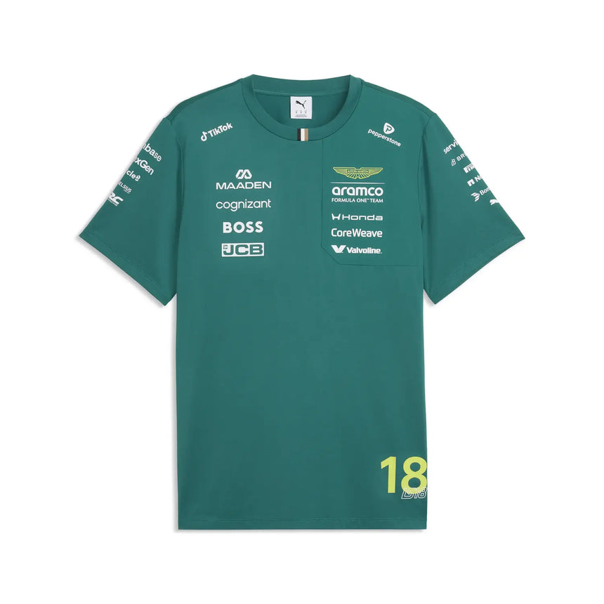 Pánské tričko Aston Martin, Lance Stroll, tým, Puma, zelené, 2026