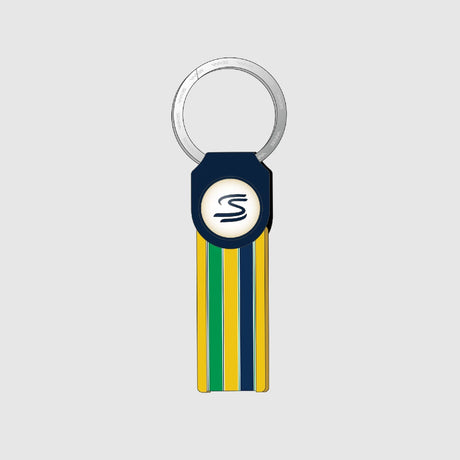 Přívěsek na klíče Ayrton Senna, pruhovaný, modrý
