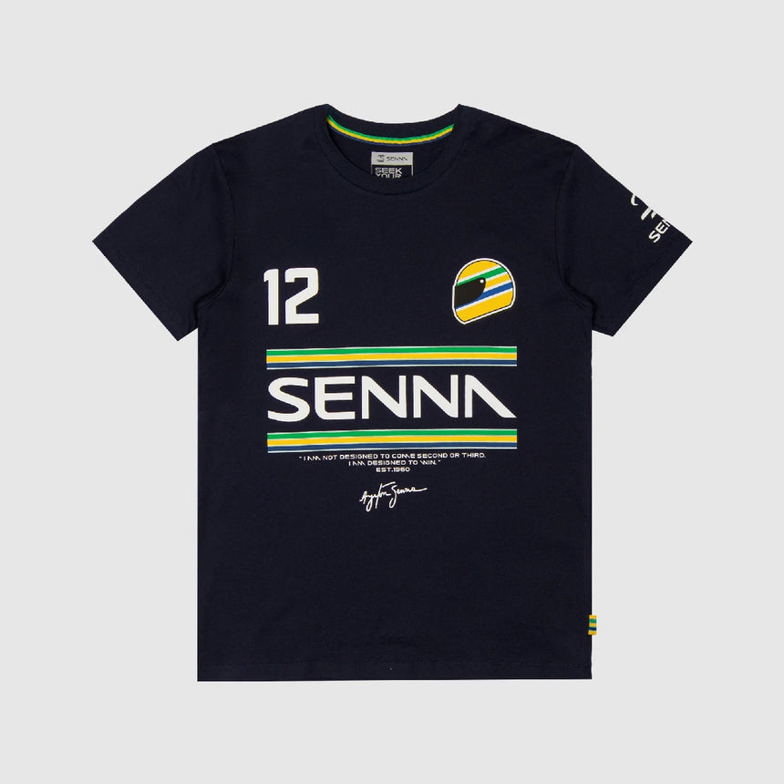 Tričko Ayrton Senna, 12 pruhů, modré
